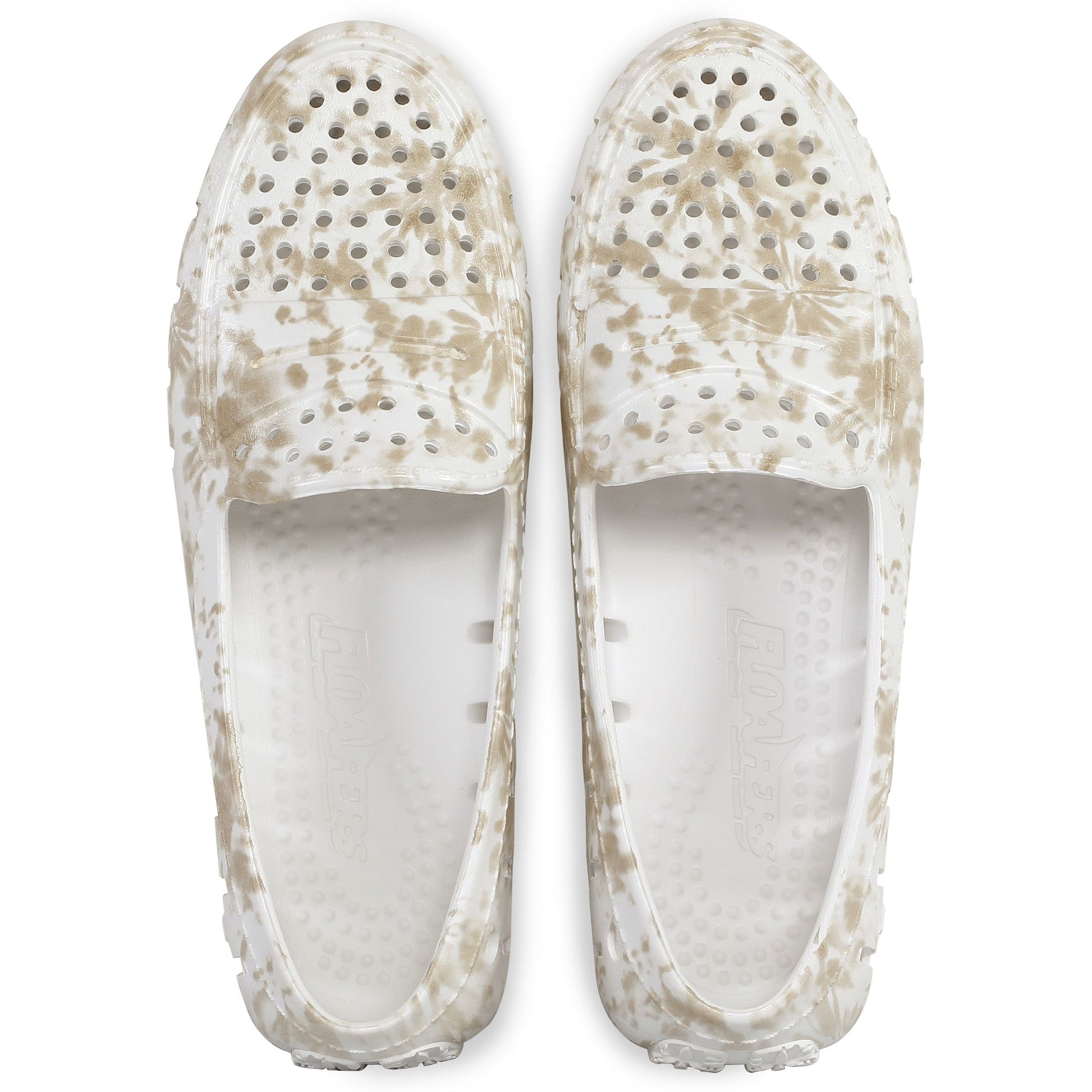 Women's Posh Tan Tie Dye Print Bright White Loafers