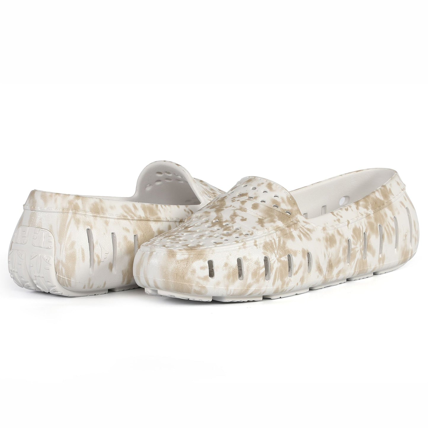 Women's Posh Tan Tie Dye Print Bright White Loafers