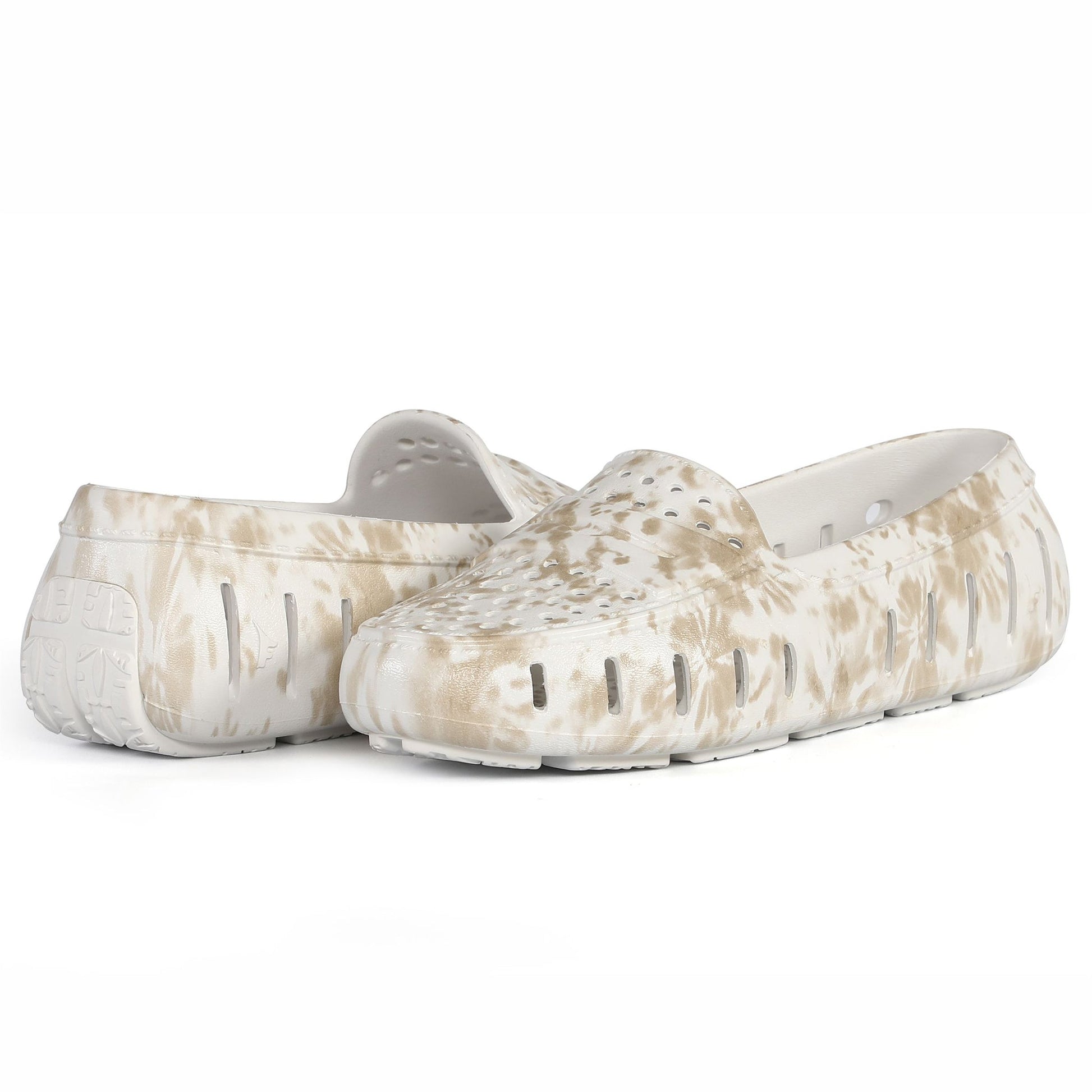 Women's Posh Tan Tie Dye Print Bright White Loafers