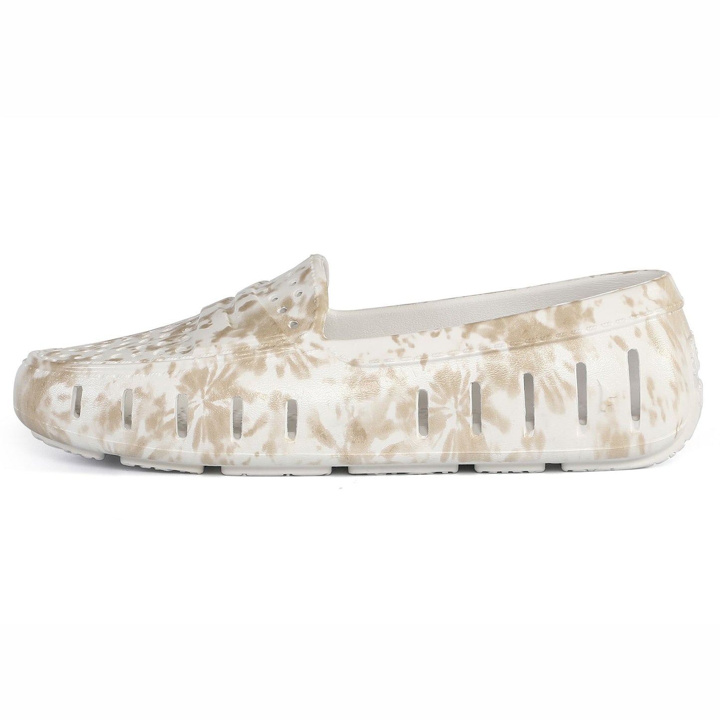 Women's Posh Tan Tie Dye Print Bright White Loafers