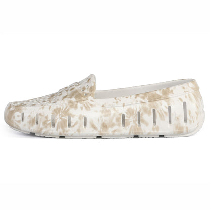Women's Posh Tan Tie Dye Print Bright White Loafers