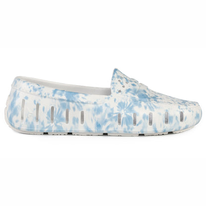 women s posh blue tie dye print bright white loafers,5